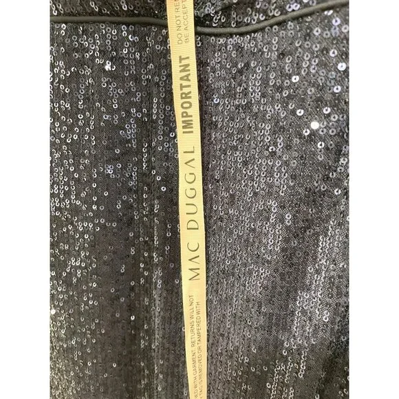Mac Duggal Navy Sequins Halter Backless Maxi Formal Gown Dress Size 6 NEW - Picture 9 of 9